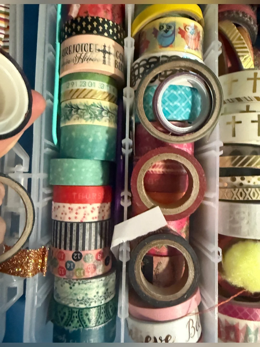 Huge Washi Tape Collection Lot with Clear Storage Organizer Box – 80+ Rolls